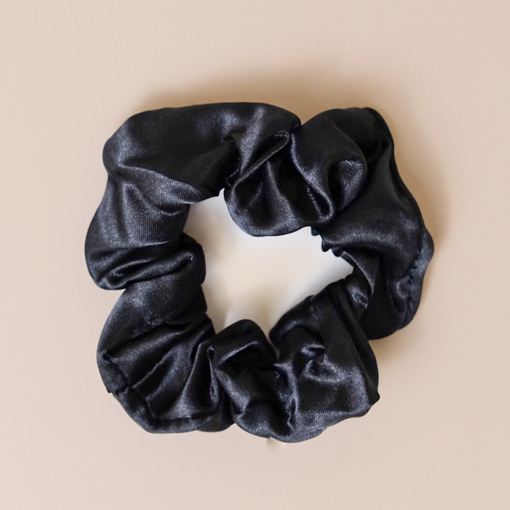 Black Satin Hair Scrunchie