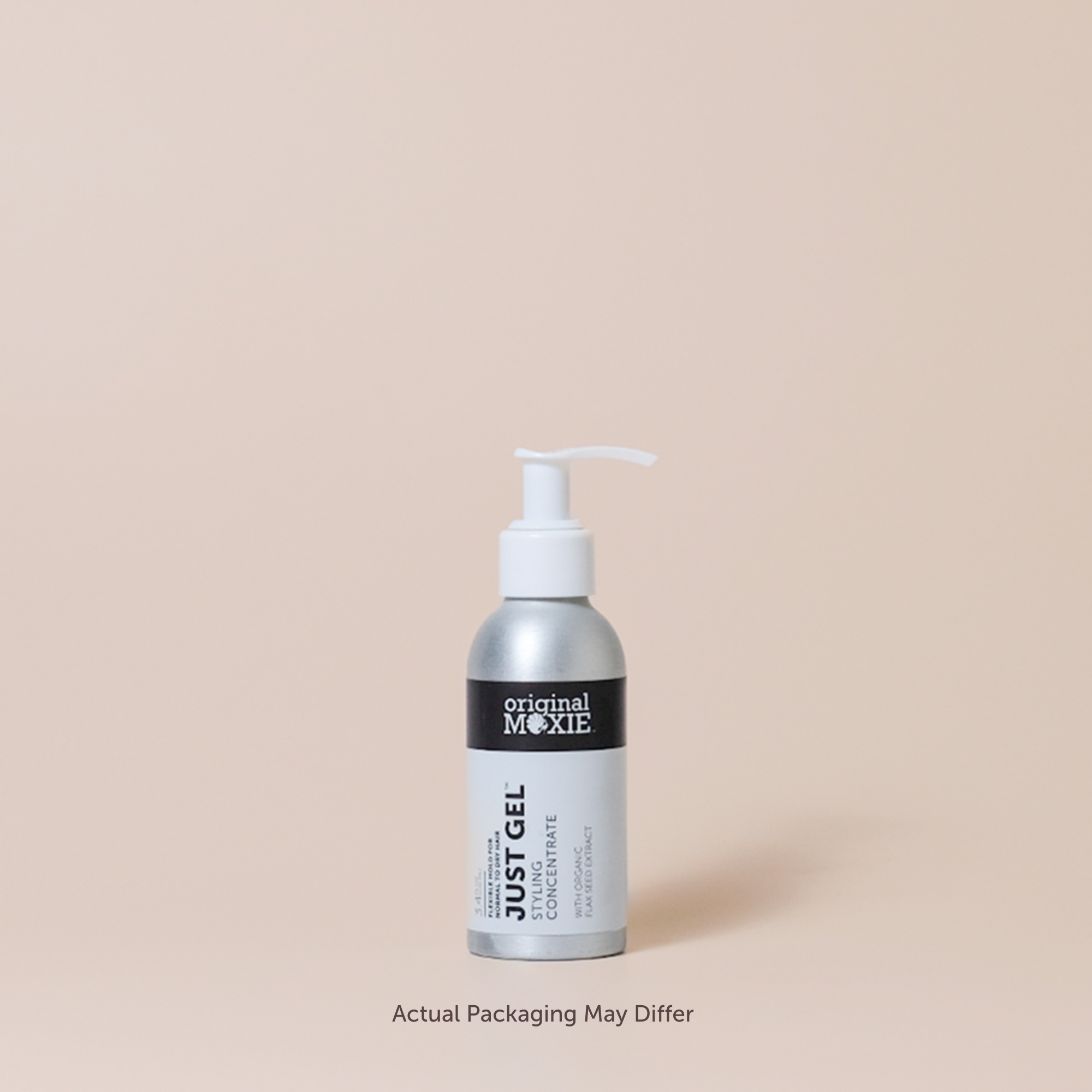 Bottle of 'Original Moxie' Just Gel 3.4 oz on a beige background
